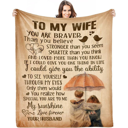 Wife Blankets for Wife Wife Gifts from Husband, Romantic Presents for Wife Mother's Day Valentine's Gifts, Valentine Blanket
