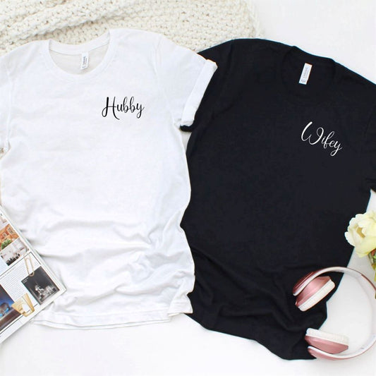 Wifey & Hubby Matching Set Perfect For Couples, Couple T Shirts, Valentine T-Shirt, Valentine Day Gift