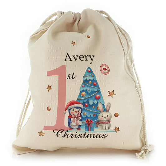 Winter Text and Baby Girl Pink First Christmas Christmas Sack, Christmas Bag Gift, Christmas Tree Decoration Ideas, Christmas Gift 2023
