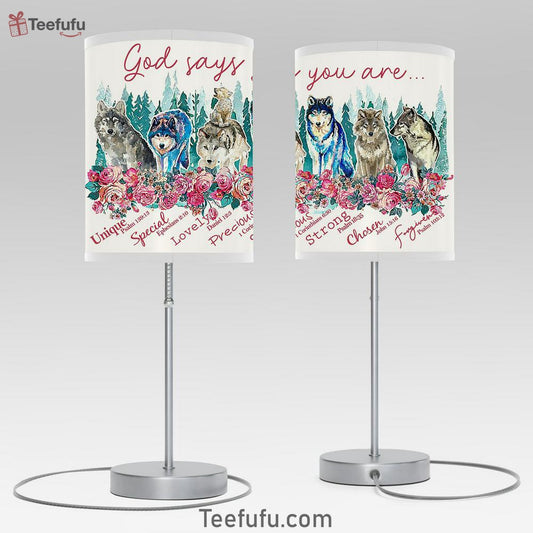Wolf God Says You Are Table Lamp Bedroom Decor - Bible Verse Room Decor - Christian Home Decor