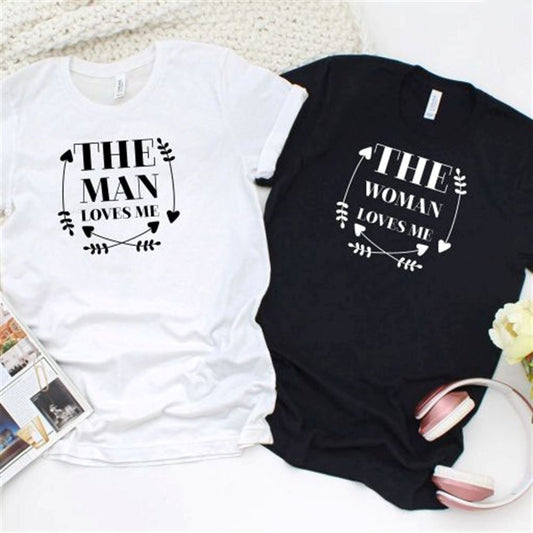 Womanman Adores Me Matching Set For Couples, Couple T Shirts, Valentine T-Shirt, Valentine Day Gift