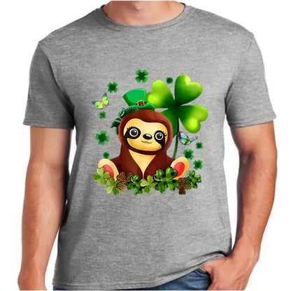 Women St Patricks Day Sloth Green Buffalo Plaid Shamrock Shirt, St Patrick's Day T shirt, St Paddys Day T Shirt, Shamrock Tee