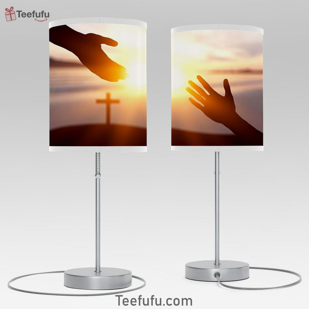 World Peace Day Concept Silhouette Jesus Reaching Out Hand Image Table Lamp Pictures - Faith Art - Christian Table Lamp Bedroom Decor Decor
