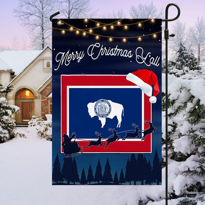 Wyoming State Merry Christmas Y'all Christmas Flag, Christmas Gift, Christmas Garden Flags, Christmas Outdoor Flag