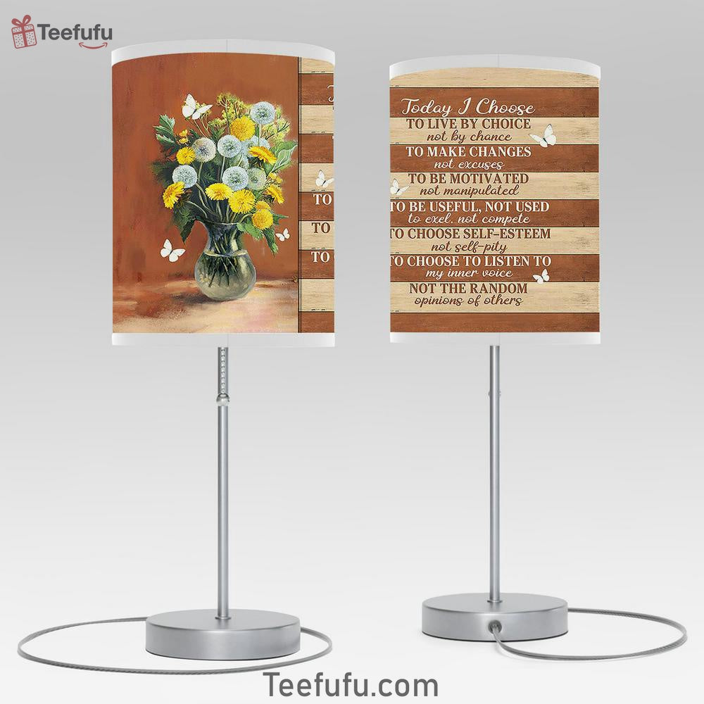 Yellow Flower Dandelion Today I Choose Table Lamp Art - Bible Verse Room Decor - Room Decor Christian