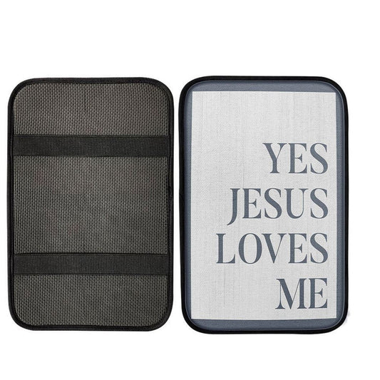 Yes Jesus Loves Me Car Center Console Cover, Christian Armrest Seat Cover, Religious Car Interior Accessories