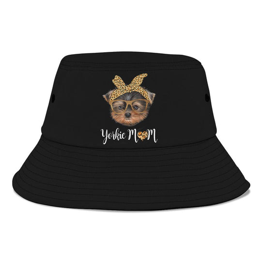 Yorkie Mom Yorkshire Leopard Dog Lovers Mothers Day 2024 Bucket Hat, Mother's Day Bucket Hat, Sun Protection Hat For Women And Men