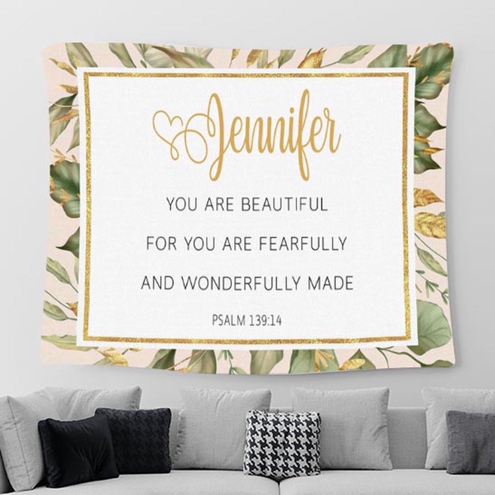 You Are Fearfully And Wonderfully Made Personalized Tapestry Wall Art Tapestry - Christian Wall Art Decor - Scripture Tapestry Prints