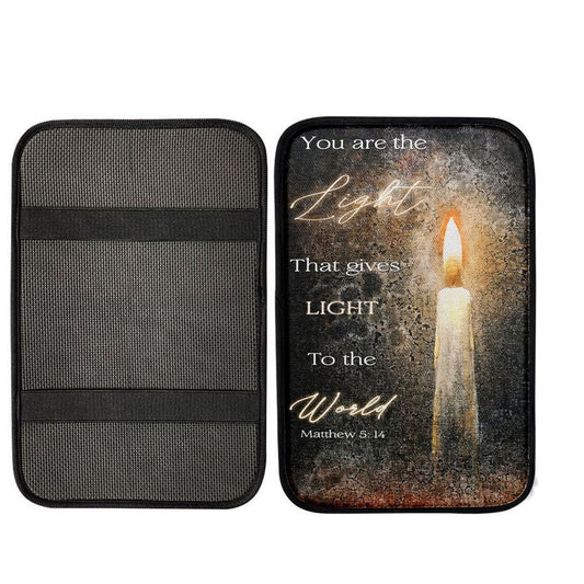 You Are The Light Candle Car Center Console Cover, Christian Armrest Seat Cover, Inspirational Gift For Christian Women