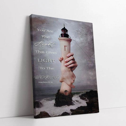 You Are The Light Lighthouse Hand of God Canvas Wall Art - Christian Wall Decor - Inspirational Gift For Christian Women