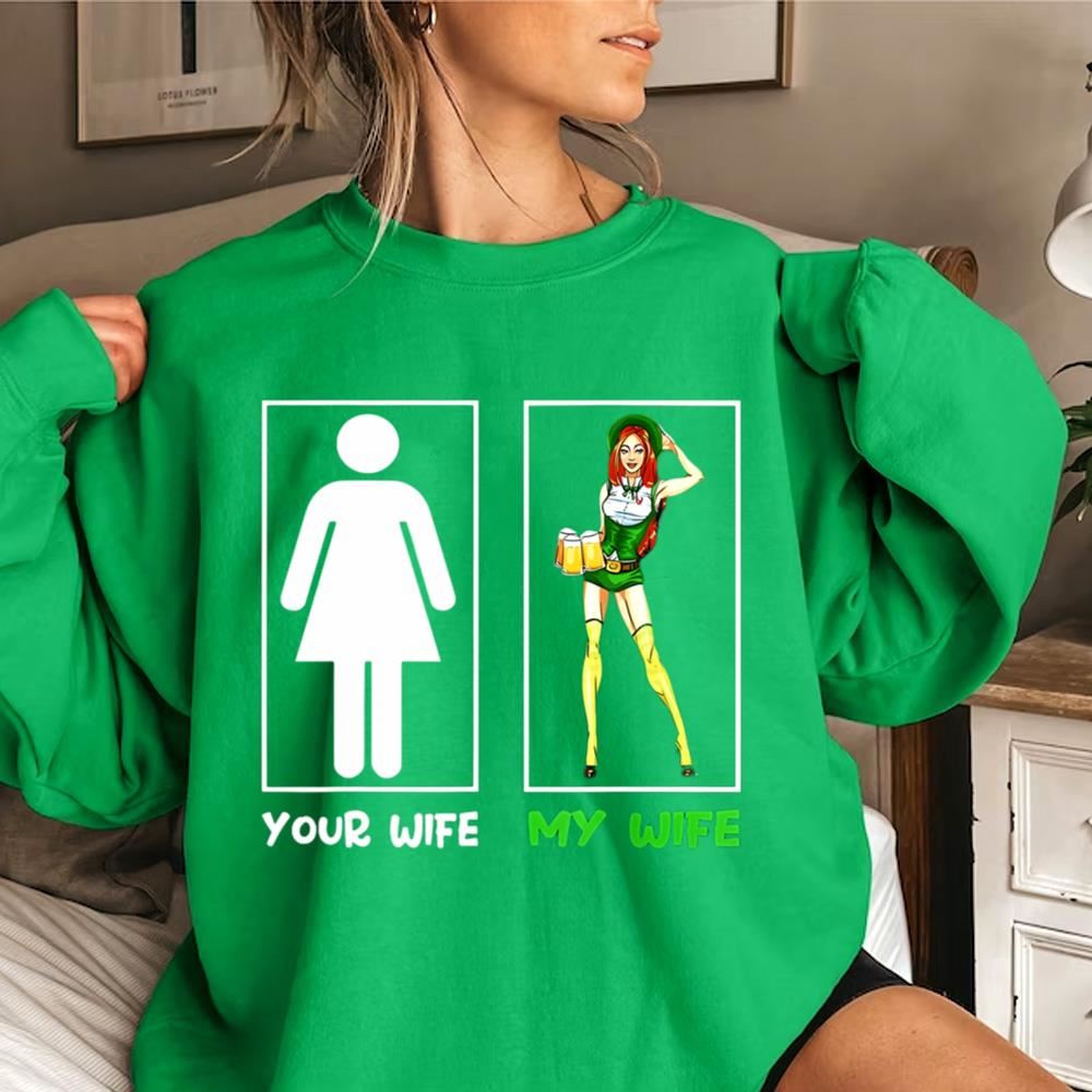 Your Wife Vs My Wife Leprechaun St Patrick Day Unisex T-Shirt, St Patrick's Day T shirt, St Paddys Day T Shirt, Shamrock Tee