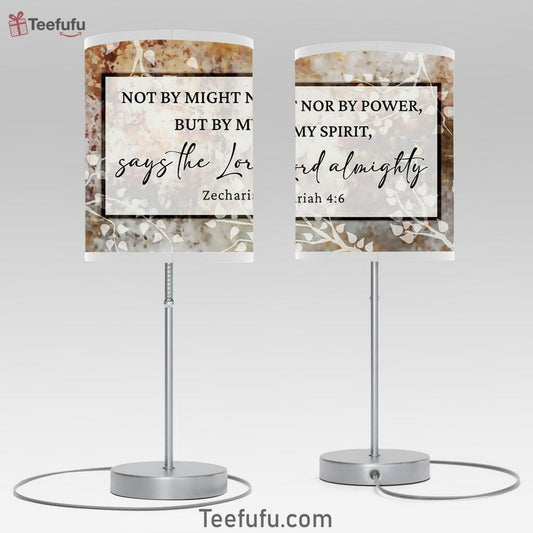 Zechariah 4 6 Not By Might Nor By Power But By My Spirit Room Decor Table Lamp - Christian Room Decor Decor - Scripture Table Lamp Prints